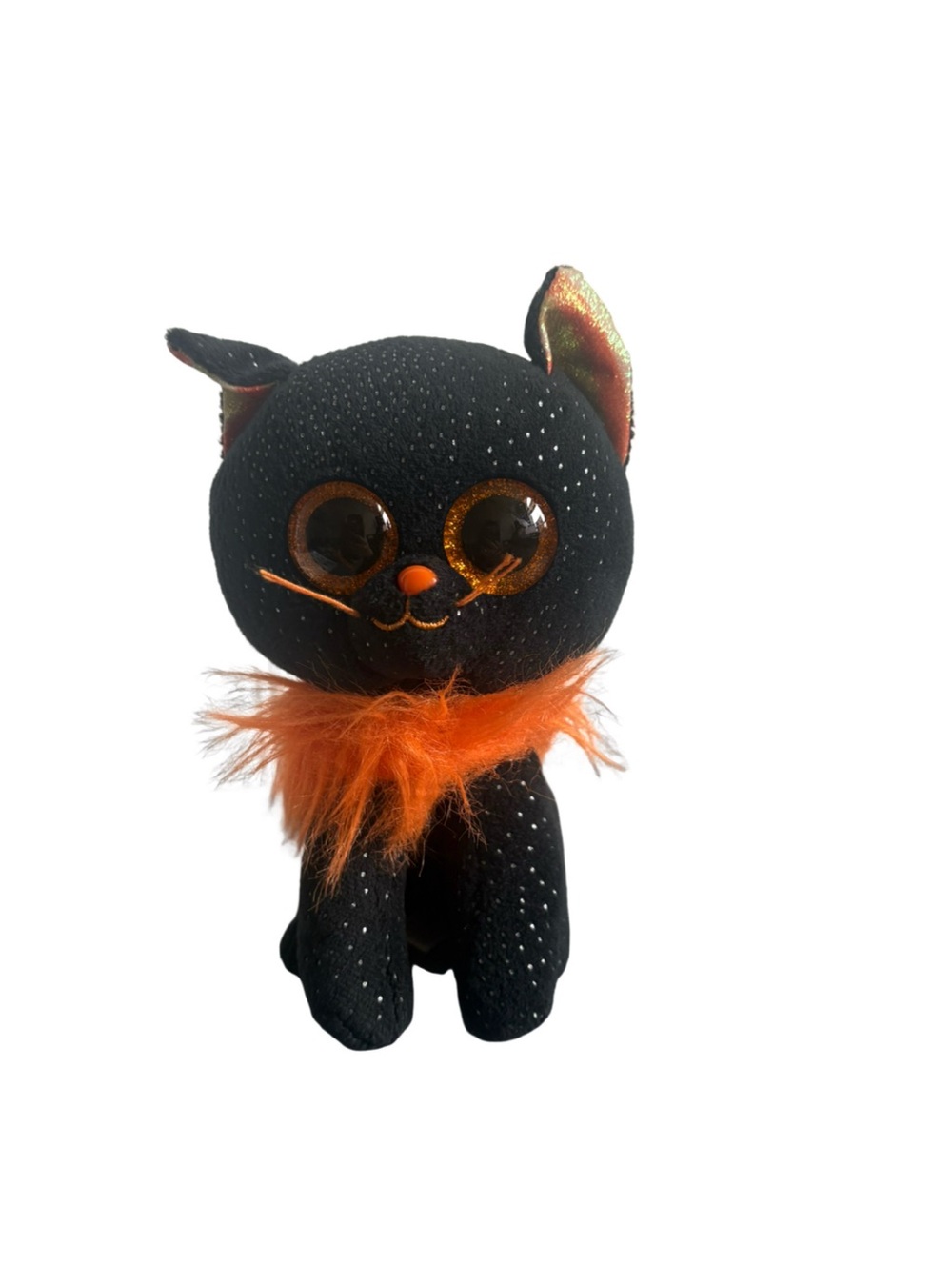 Ty Beanie Boo Morticia Black Cat Plush Halloween Glitter Eyes 9”